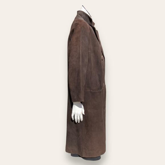 VTG Slouchy Brown Suede Overcoat | Nylon Lining | M | Minimalist Outerwear - Picture 4 of 10